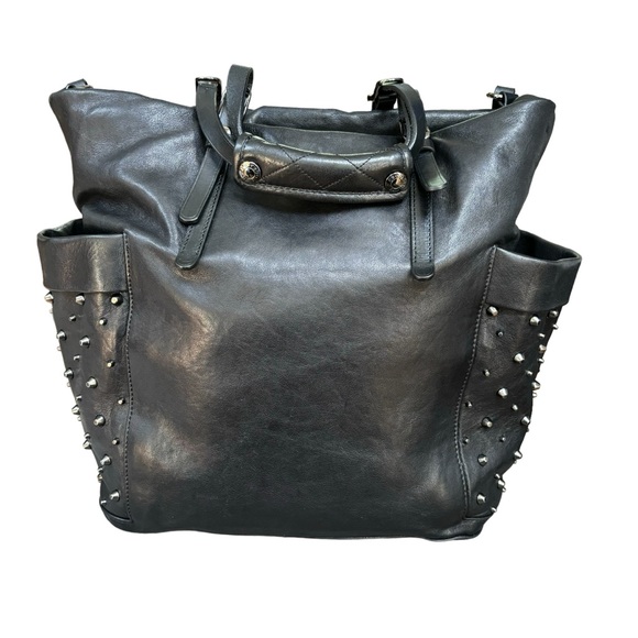 JIMMY CHOO Blare Studded Glossy Leather Black Tote Bag - Picture 9 of 15